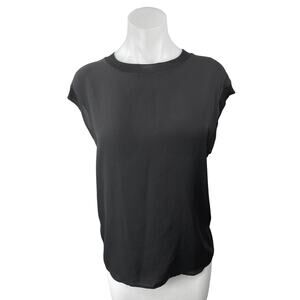 Vince Women's Black 100% Silk Cap Sleeve Pullover Casual Knit Top Size XS